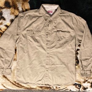 Wrangler tan button up long sleeve shirt Adult large mens